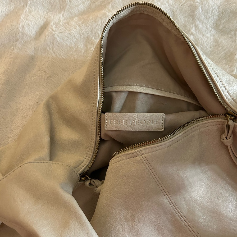 Free People Cream Shoulder Bag with Textured Finish